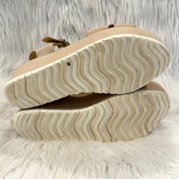 Stuart Weitzman Crosspath Platform Sandals Leather Flatform Criss Cross Cream - Picture 9 of 11